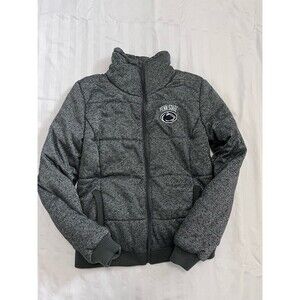 Colosseum Penn State Thick Puffer Coat Jacket Size Small Gray Black Silver Spots